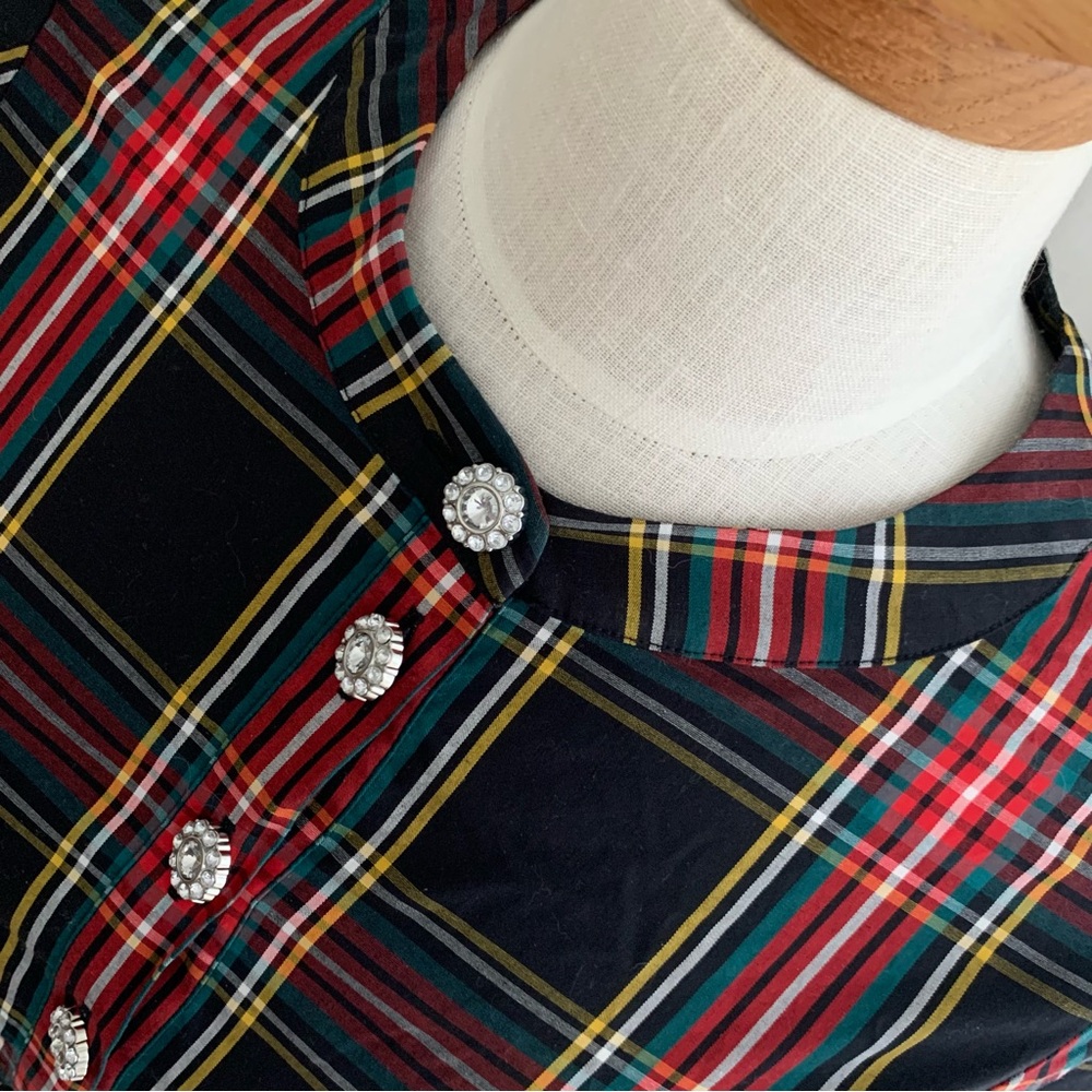 J Crew Tartan Plaid Jewel Blouse